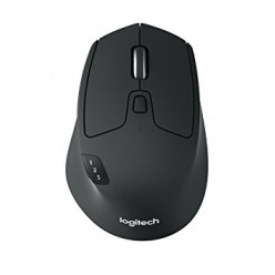 Мышь Logitech Wireless M720 Triathlon, черная, оптическая, многофункциональная, сверхбыстрая прокрутка, переключение между тремя компьютерами, Bluetooth Smart и беспроводное подключение 2,4 ГГц, черная/белая, для розничной продажи
